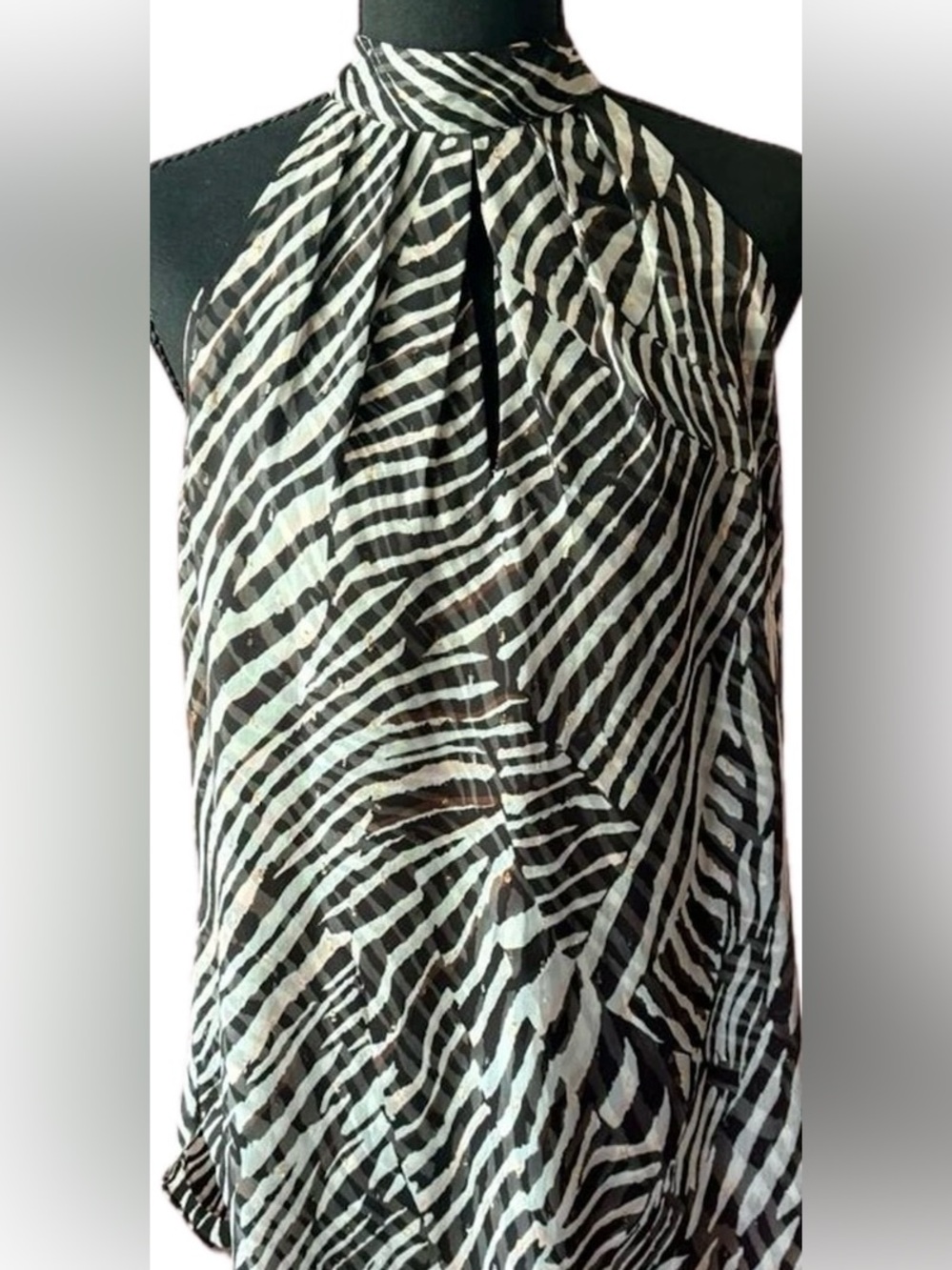 White House Black Market Zebra Print Blouse in Blk/Wht; Like New, Sz. 6